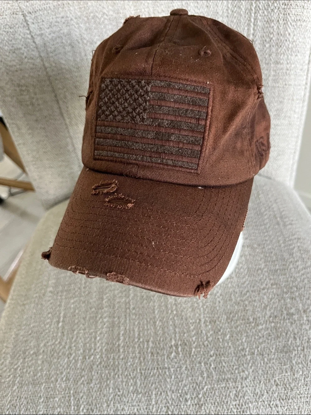 KBETHOS  tactical operator USFlag distressed brown vintage style trucker hat